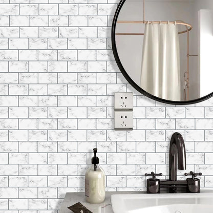 White Peel and Stick Backsplash Tiles for Kitchen, 10-Pack Self-Adhesive Waterproof Vinyl Bathroom Wall Tile(12 * 12 inches)