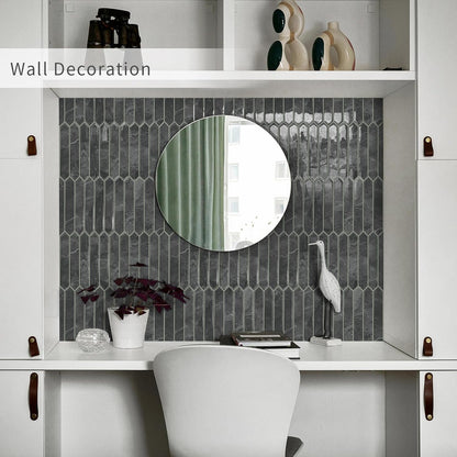 10 Sheets Long Hexagon Tile Peel and Stick Backsplash | Self-Adhesive Wall Tiles Stick on Back Splash for Kitchen, Bathroom, Fireplace,RV(Green,12"×12")