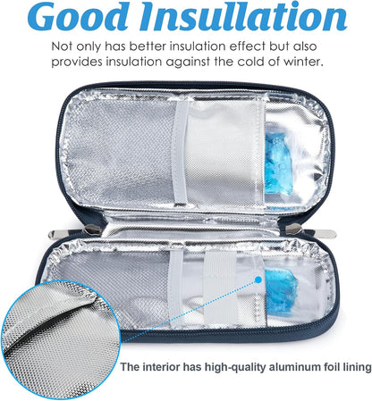 YOUSHARES Insulin Cooler Travel Case with Temperature Display - Refrigerated Medicine Cooling Bag with 2 TSA Approved Ice Pack, Medication Pen Diabetic Supplies Organizer for Trip and Daily
