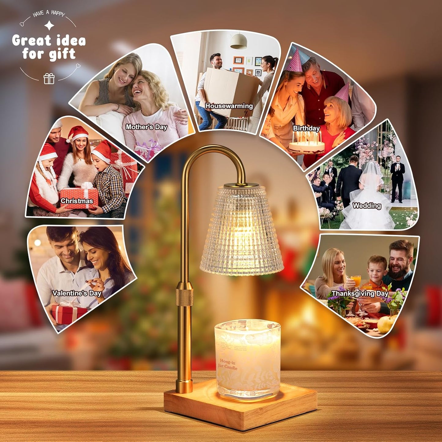 Hong-in Candle Warmer Lamp with Timer-Dimmable Adjustable Height Candle Lamp Warmer, Birthday Gifts for Women Mom Her, Housewarming Office Home Decor,Wax Warmer for Scented Wax Jar Candles