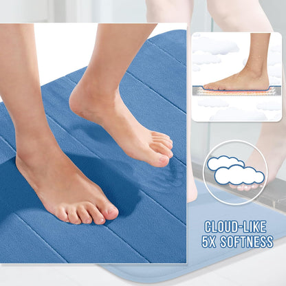 Yimobra Memory Foam Bath Mat, Super Soft Absorbent Bathroom Rug Non Slip, Quick Dry, Machine Washable Floor Carpet for Tub Shower, Home Decor Accessories, 24x17, Grey