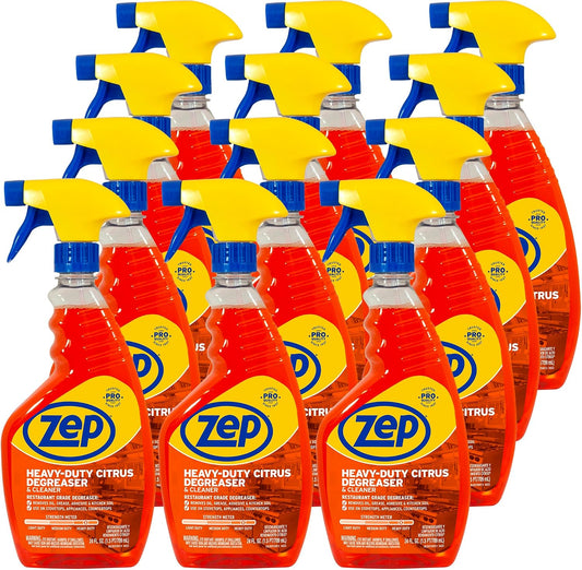 Zep Heavy-Duty Citrus Degreaser and Cleaner - 24 oz (Case of 2) ECZUCIT242 - Restaurant Grade, Removes Oil, Grease, Adhesive, and Kitchen Soil on Stovetops, Appliances