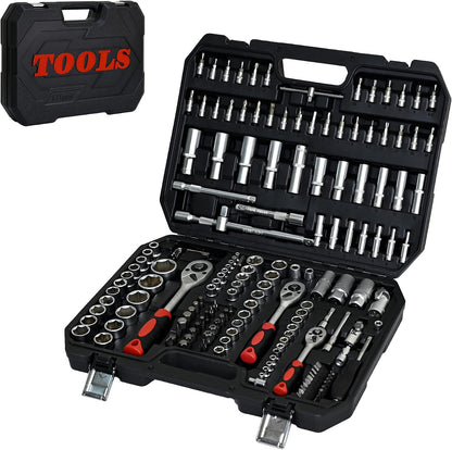 899PCS Tool Set, Household Tool Kit with Rolling Tool Box, Complete Tool Box Set Hand Tool Set with Tool Box, Mechanic Tool Set Rolling Tool Set for Home/Auto Repair Tool Set (Black)