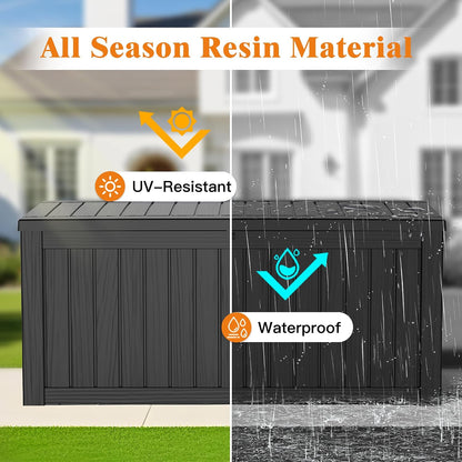 Outdoor Storage Box, 50 Gallon Waterproof Deck Storage Box, Lockable Patio Storage Bins for Package Delivery, Porch, Garden Tool, Cushions, Anti-Theft Weatherproof & UV-Resistant Parcel Drop Box