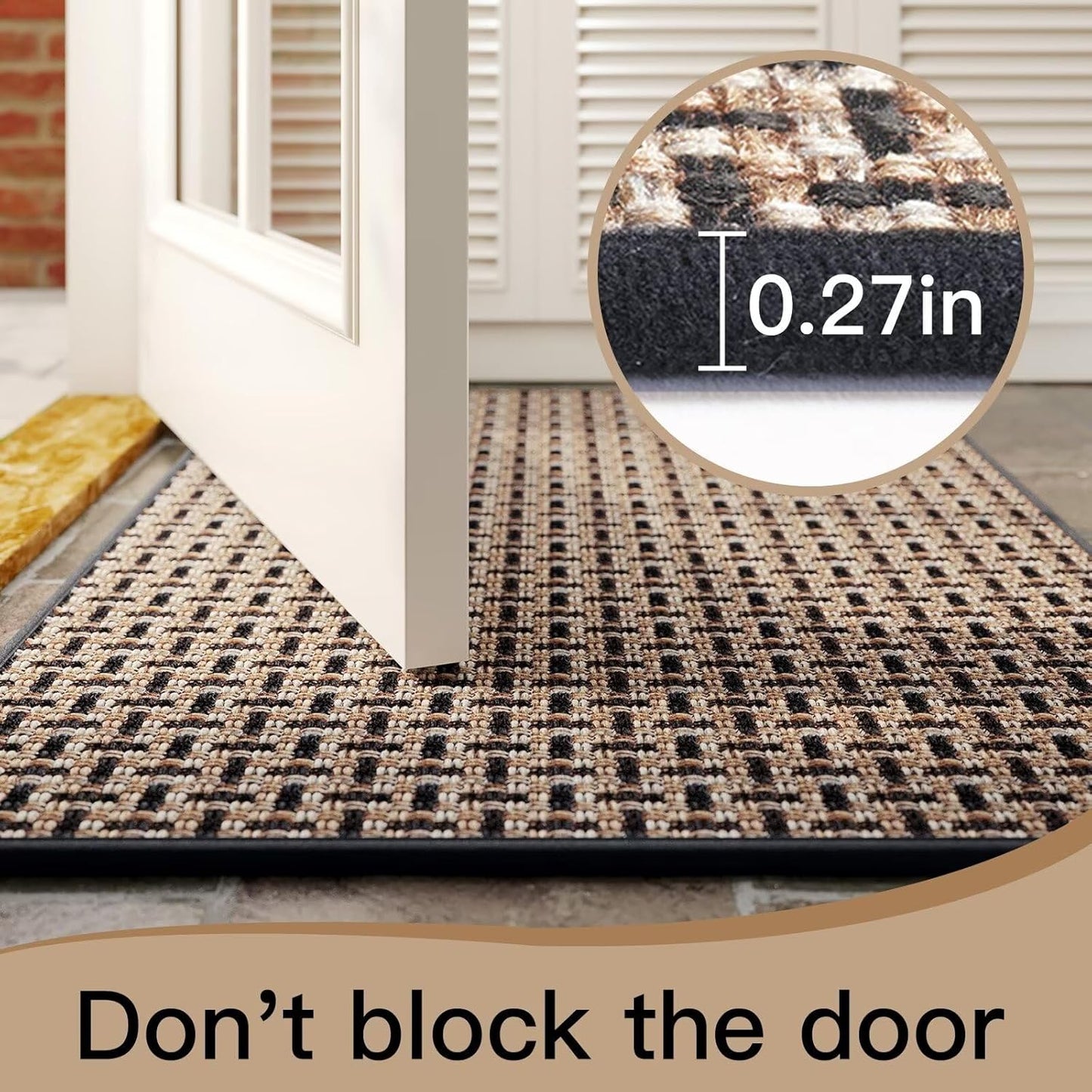 Door Mat 17"x30",Door Mat Indoor Entrance Dirt Resistant and Absorbent Non-Slip Rubber Backing Front Door Mats Washable Low-Profile Indoor Mats for Entryway, Inside Entrance Easy Clean Gray