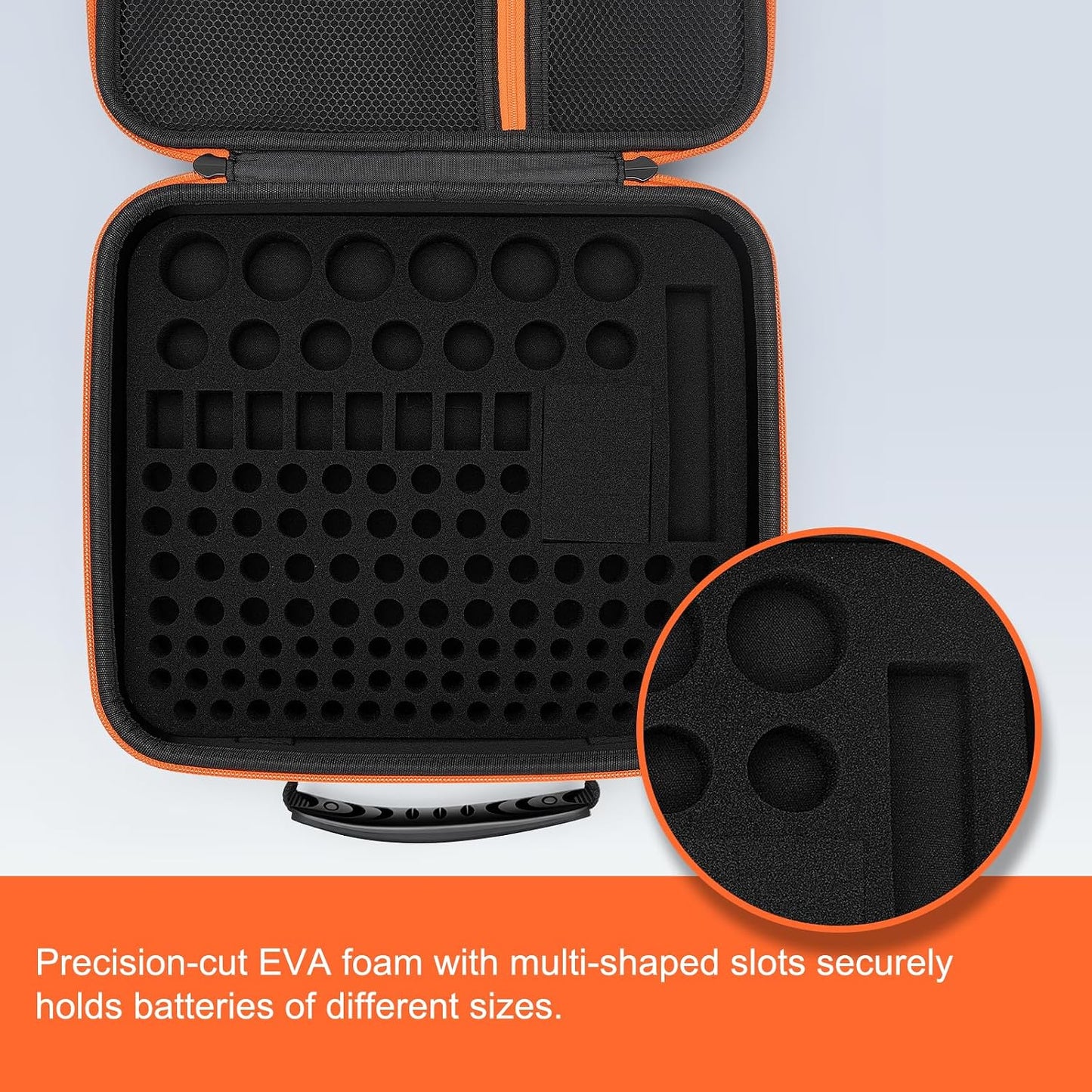 Battery Storage Organiser Case, Battery Storage Box Holds 126+ Batteries Various Sizes AA AAA C D 9V LR44 CR2032 with BT168 Tester, Portable Batteries Storage Box for Home, Travel(Not Included)