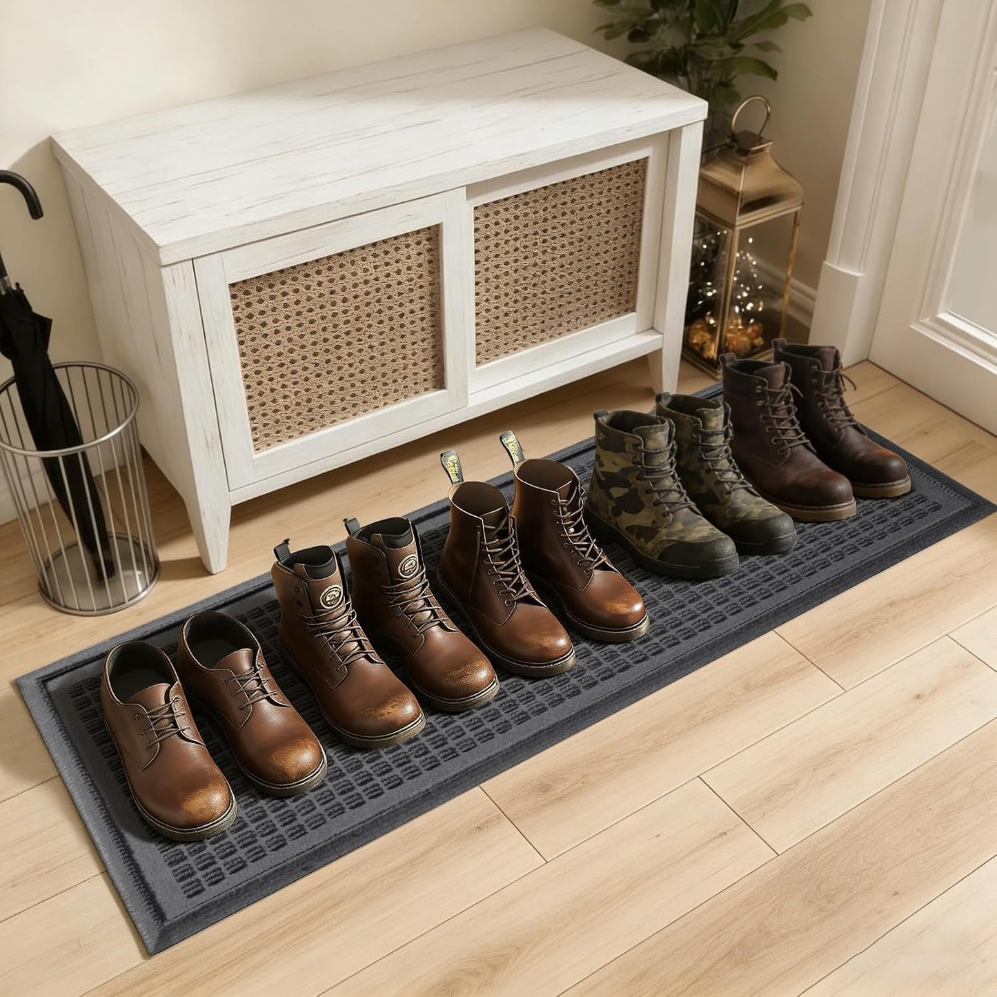 HIYARD Boot Tray for Entryway, Non-Slip Shoe Tray Drying Mat, Waterproof Boot Mat for Muddy Boots, Heavy Duty Shoe Storage Trays, Indoor/Outdoor Use, 16x47 inches, Beige