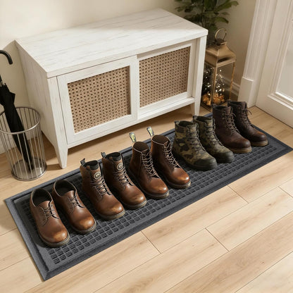 HIYARD Boot Tray for Entryway, Non-Slip Shoe Tray Drying Mat, Waterproof Boot Mat for Muddy Boots, Heavy Duty Shoe Storage Trays, Indoor/Outdoor Use, 16x47 inches, Beige