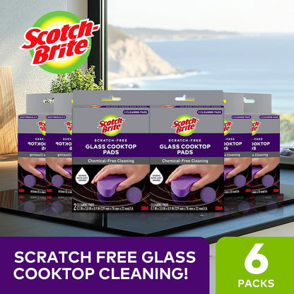 Scotch-Brite Scratch-Free Glass Cooktop Pads, Chemical Free Cleaning for Glass Stovetops, Tackle Burnt-On Messes, 2 Cleaning Pads