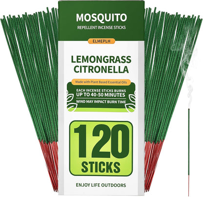 Mosquito Repellent Incense Sticks 40 Pieces per Box - Citronella Incense Sticks or Outdoor Patio/Citronella Oil/Lemongrass and Rosemary Oil/Made with Natural Based Essential