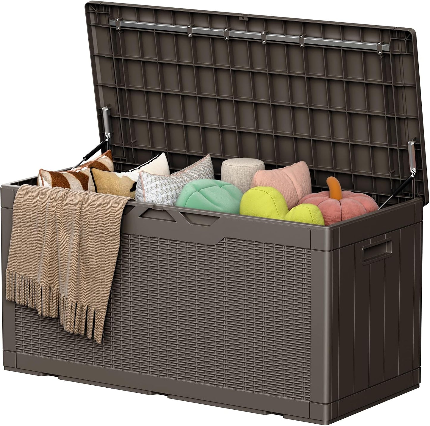 32 Gallon Deck Box Outdoor Indoor Waterproof Storage Box for Patio Furniture, Pool Accessories, Garden Tools, and Cushion Storage, Black