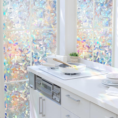 HIDBEA Frosted Window Privacy Film Heat Control UV Blocking, Static Cling Non-Adhesive Reusable Door coverings for Bathroom Home Office (Frosted 17.5 Inch x 6.5 Feet)