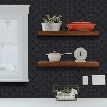 Arabesque Peel and Stick Backsplash for Kitchen, Thicker Design 3D Self Adhesive Wall Tiles, 12"x12" Peel and Stick Wall Tiles, Dark Grey 10-Sheet Stick on Tiles for Kitchen and Bathroom.