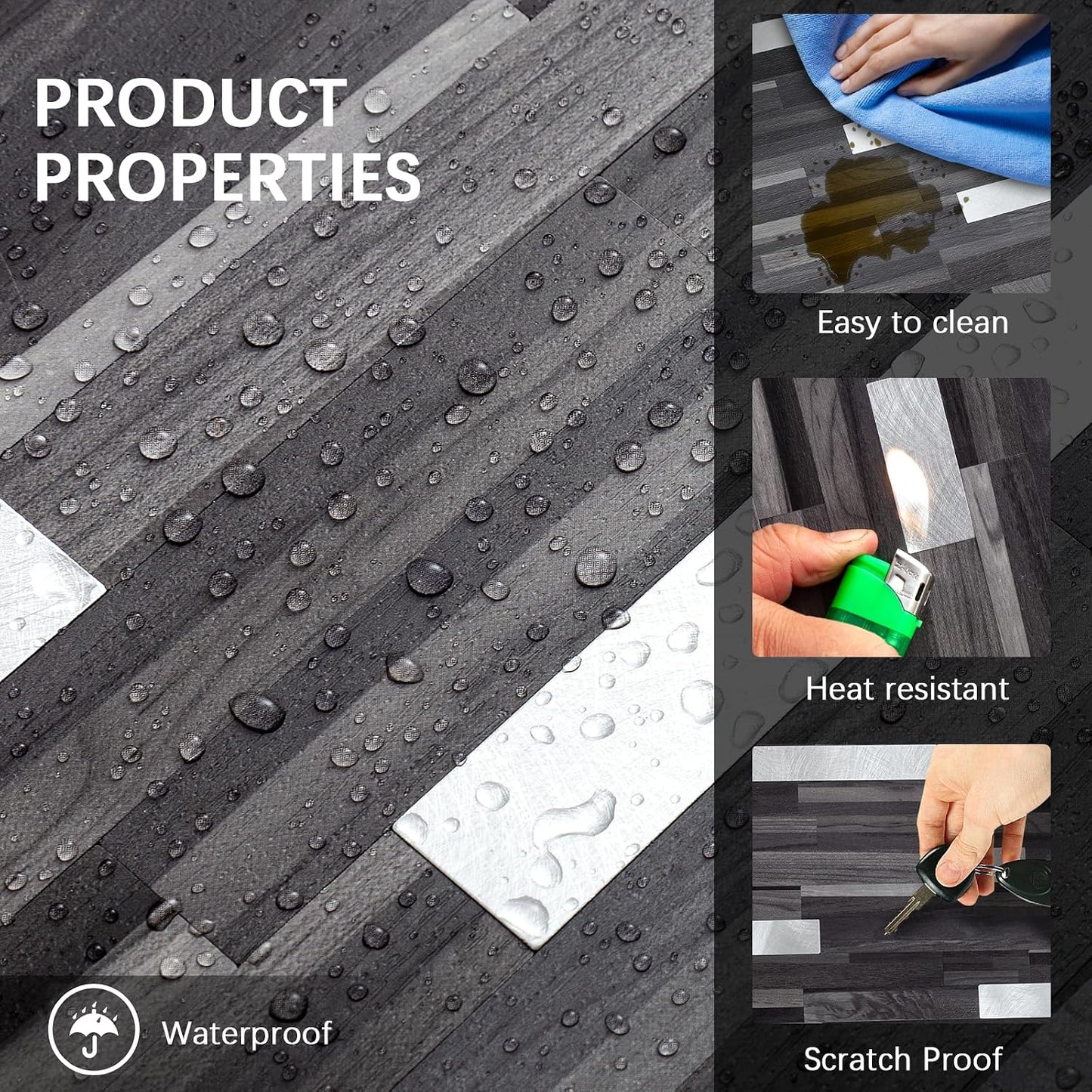 Midcard 10 Sheets Peel and Stick Backsplash PVC Wall Tile,for Kitchen Backsplash