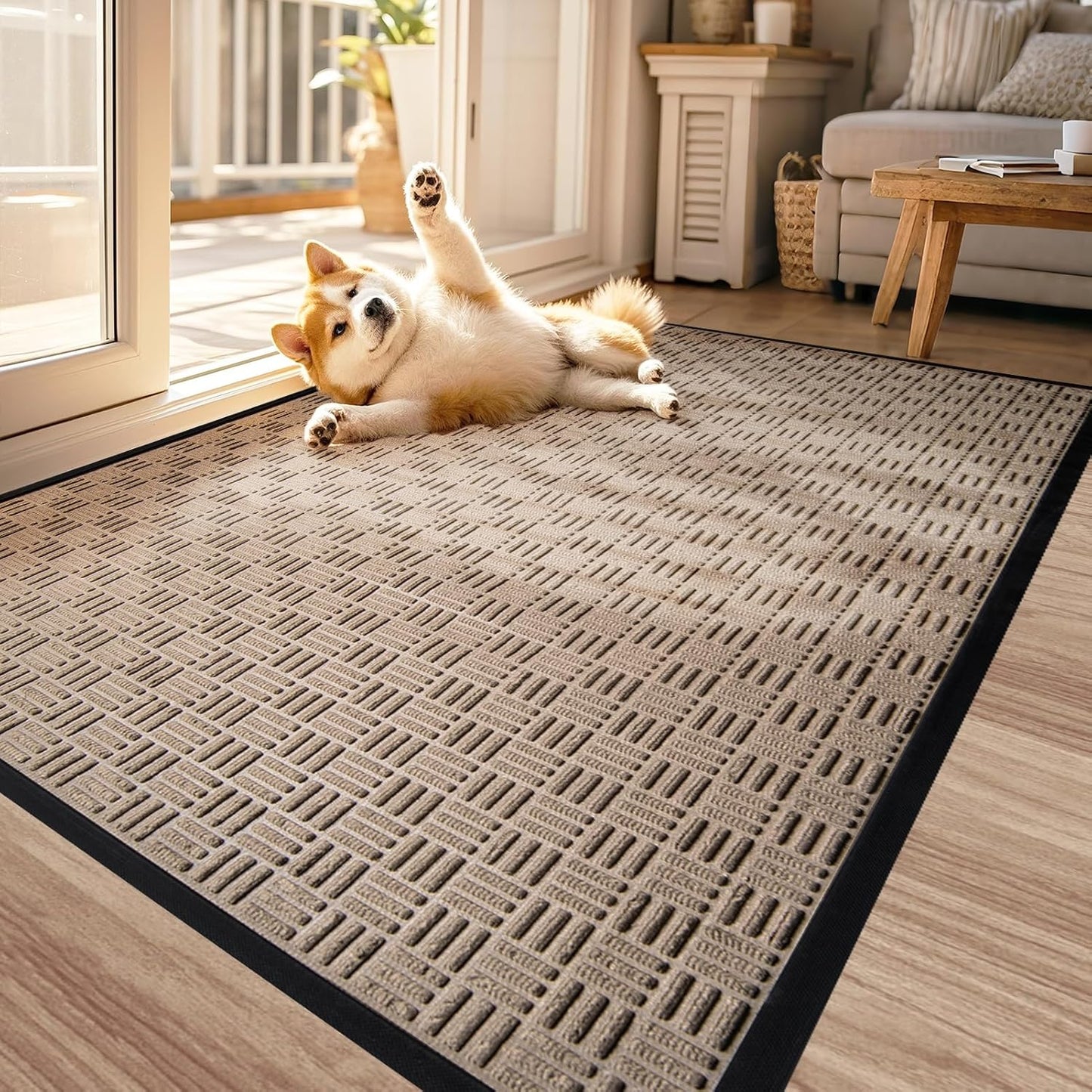 Mibao Front Door Mat, Heavy Duty Durable Welcome Mat for Outdoor Indoor, Dirt Trapper Waterproof Super Absorbent Door Mat for Entryway Outside Patio Porch, 29.5" x 17", Grey