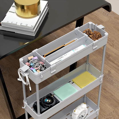 SPACELEAD Slim Storage Cart 4 Tier,Bathroom Organizer Rolling Utility, Mobile Shelving Unit Slide Out for Office, Kitchen, Laundry Room & Narrow Places,White