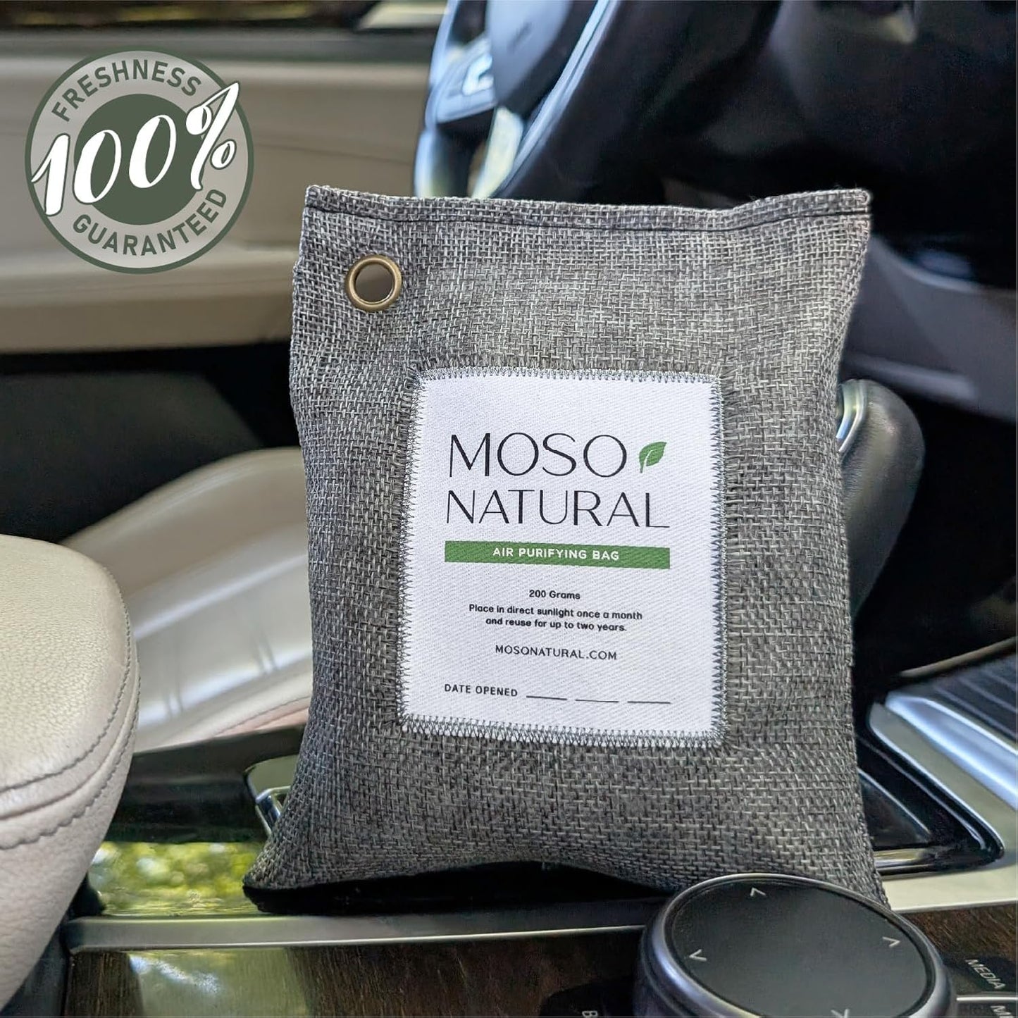 Moso Natural Air Purifying Bag 200g (3 Pack) HGTV Editor's Pick | Premium Bamboo Charcoal Odor Absorber for Home & Car | Closet Odor Eliminator & Car Air Freshener | Long Lasting Charcoal Bags