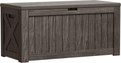 Greesum Outdoor Storage Box 31 Gallon Storage Box with Lid for Patio Furniture, Garden Tools, Pool Supplies, Waterproof and UV Resistant, Lockable, Dark Black