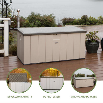 LIFETIME 60012 Extra Large Deck Box, 130 Gallon, Desert Sand/Brown