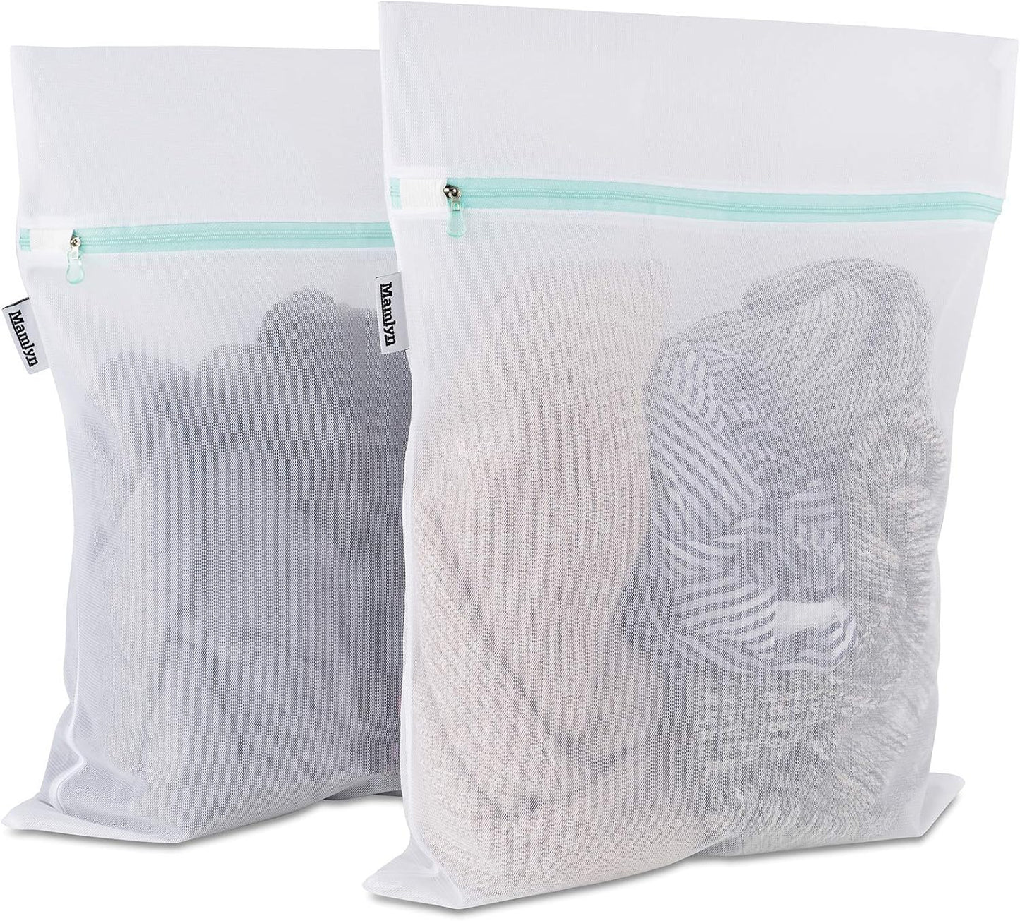 Mamlyn Mesh Laundry Bag for Delicates, Wash Bag for Underwear and Lingerie, Makeup Organizer Bag (2 Small)