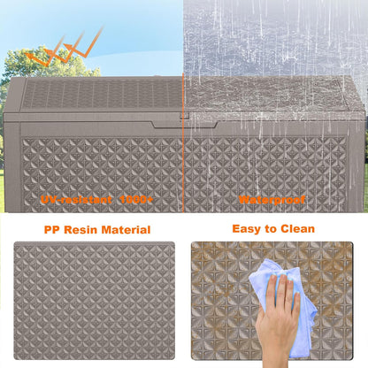 60 Gallon Outdoor Waterproof Storage Box, UV Resistant Resin Deck Box with Built-in Handle, Outdoor Storage Container for Patio Furniture, Garden Tools, Patio Cushions, Black