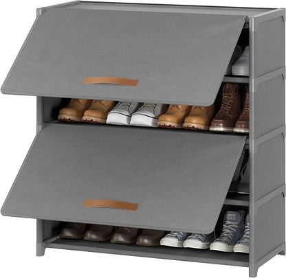 Shoe Rack, 5 Tier Shoe Storage Cabinet with Door 20 Pair Plastic Shoe Shelves Organizer for Closet, Entryway, Hallway, Bedroom, Black