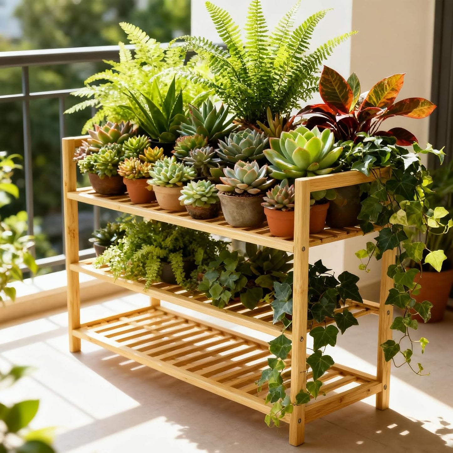 4 Tier Bamboo Wooden Shoe Rack for Closet & Entryway, Free Standing Shoe Rack Stand Organizer Shelf for Garage, Bedroom, Small Space Storage, Stackable