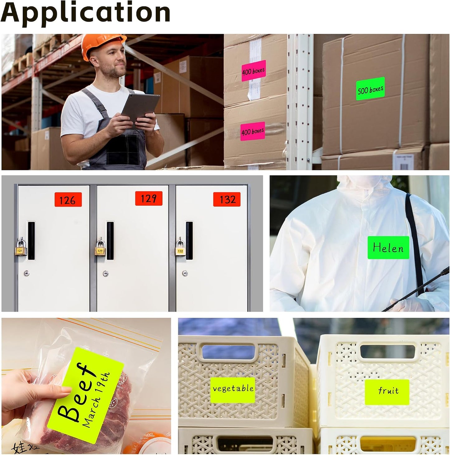 PARLAIM 3 X 5 Inch Rectangle Adhesive Color Coding Stickers,Square Inventory Stickers -250 Per Dispenser Box (Fluorescent Green)
