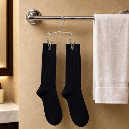 4PCS Double Clip Stainless Steel Travel Hanger, Portable Rustproof Space Saving Laundry Drying Hanger with Dual Clips, Compact Hotel Travel Hanger for Socks Handkerchiefs Small Items