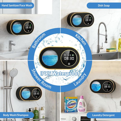 Automatic Soap Dispenser, 320ML Touchless Smart Hand Soap Dispenser, 3 Adjustable Soap Levels, Rechargeable Wall Mounted Electric Foam Soap Dispenser for Bathroom Kitchen Office (White - T1)