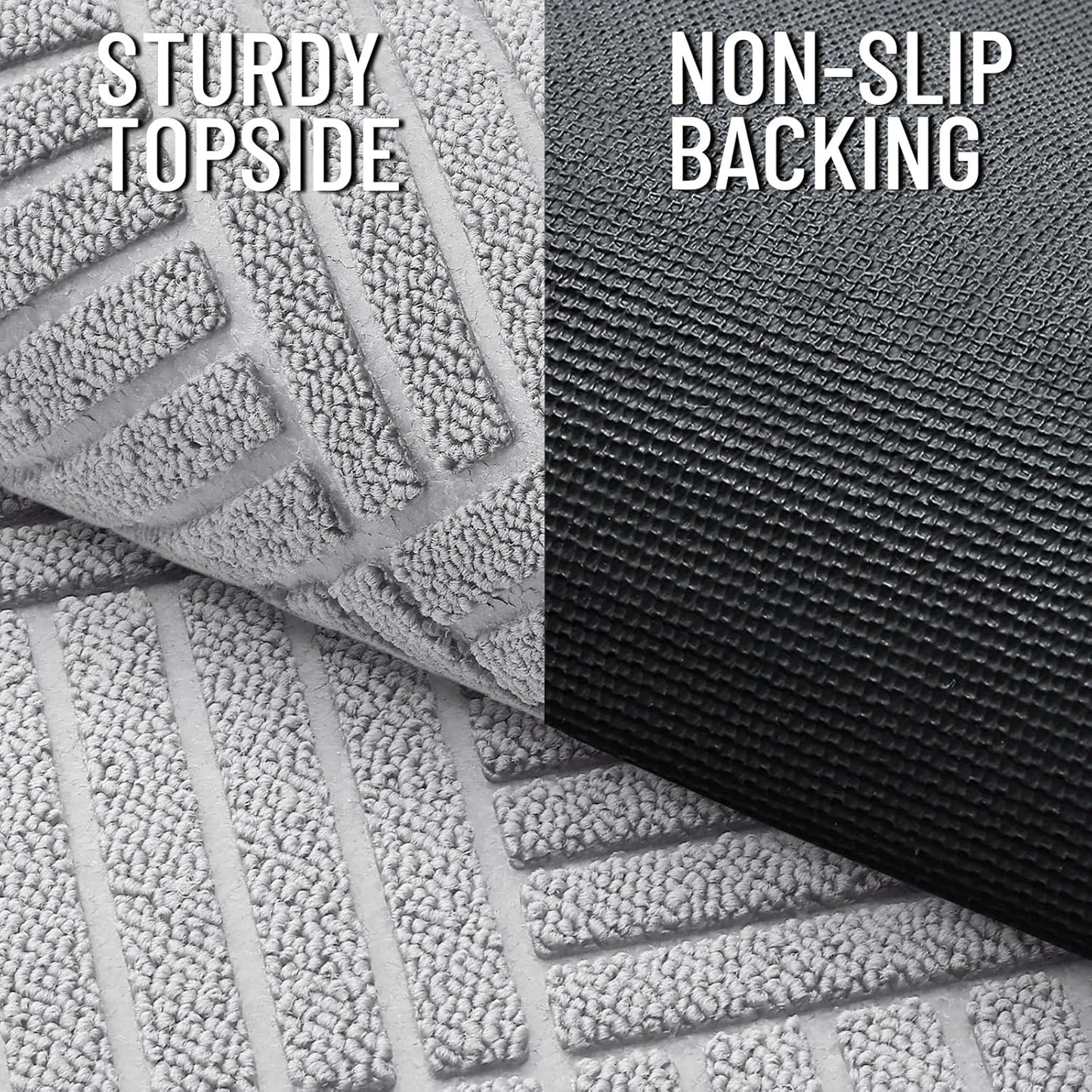 OLANLY Front Door Mat Outside Entrance 29.5x17, Absorbent, Heavy Duty Sturdy Natural Rubber Doormat Indoor Outdoor, Stain and Fade Resistant, Non-Slip Low Profile Floor Mat for Entryway, Grey Diamond