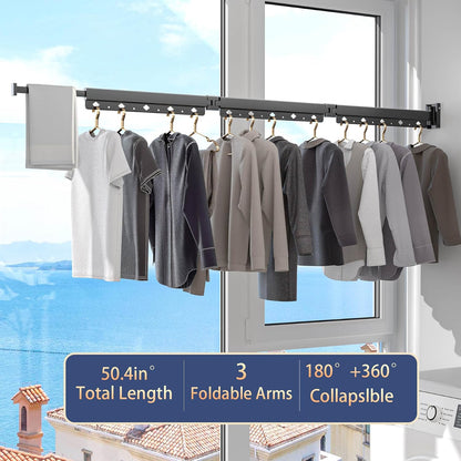 Wall Mounted Clothes Hanger Drying Folding Racks | Full 180° horizontal & vertical pivot