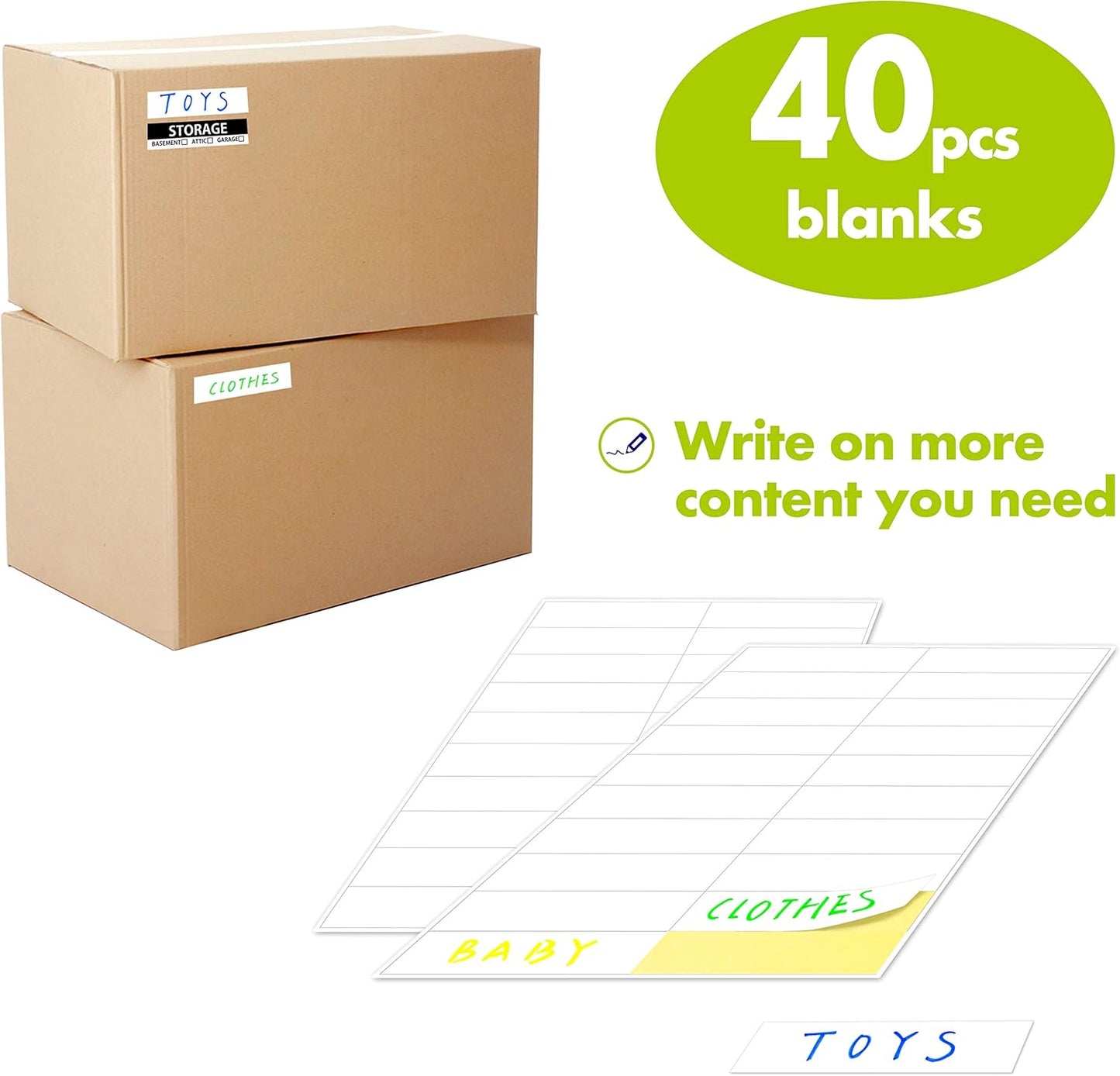 640 Pcs Removable Home Moving Labels 15 Pre-Printed Color-Coded Plus 1 Customizable Blank (Each Measures 4" x 1")