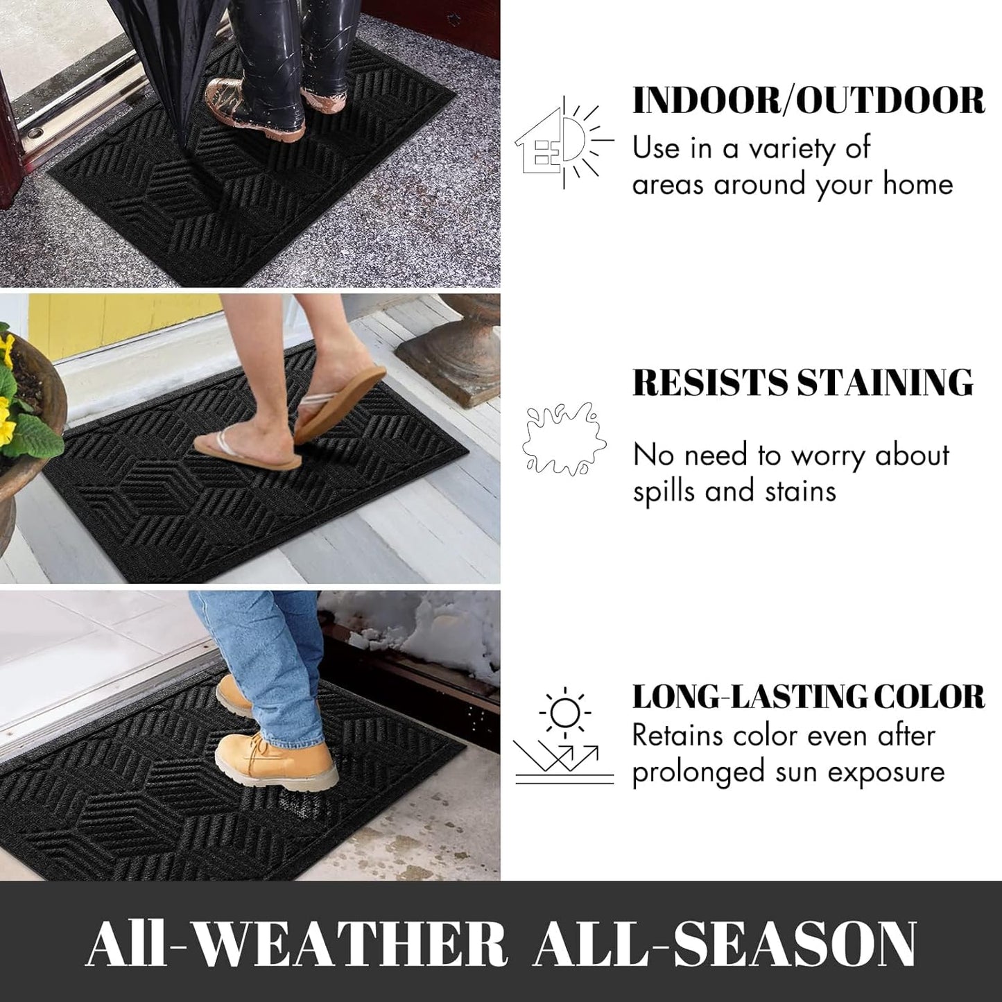 Yimobra Front Door Mat, All-Season Waterproof Outdoor Mat for Entrance with Drainage Holes, Heavy Duty Non-Slip Doormat for Garage Patio Entryway Indoor, 29.5x17, Red