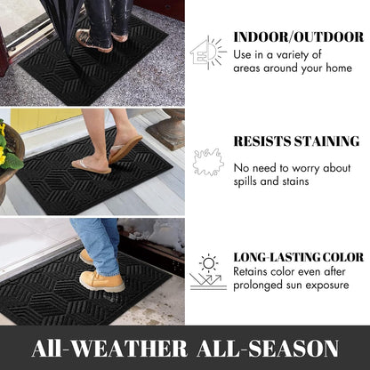 Yimobra Front Door Mat, All-Season Waterproof Outdoor Mat for Entrance with Drainage Holes, Heavy Duty Non-Slip Doormat for Garage Patio Entryway Indoor, 29.5x17, Red