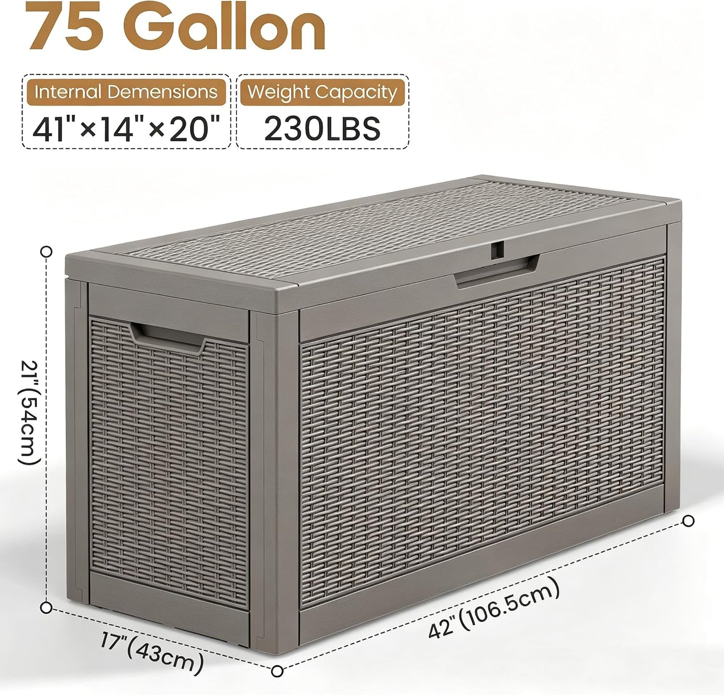 35 Gallon Outdoor Storage Box, Waterproof Resin Deck Box with Lockable Lid – Storage Cabinet for Patio Furniture, Pool Supplies, Garden Tools – Indoor & Outdoor Use