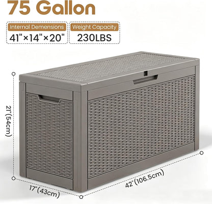 35 Gallon Outdoor Storage Box, Waterproof Resin Deck Box with Lockable Lid – Storage Cabinet for Patio Furniture, Pool Supplies, Garden Tools – Indoor & Outdoor Use