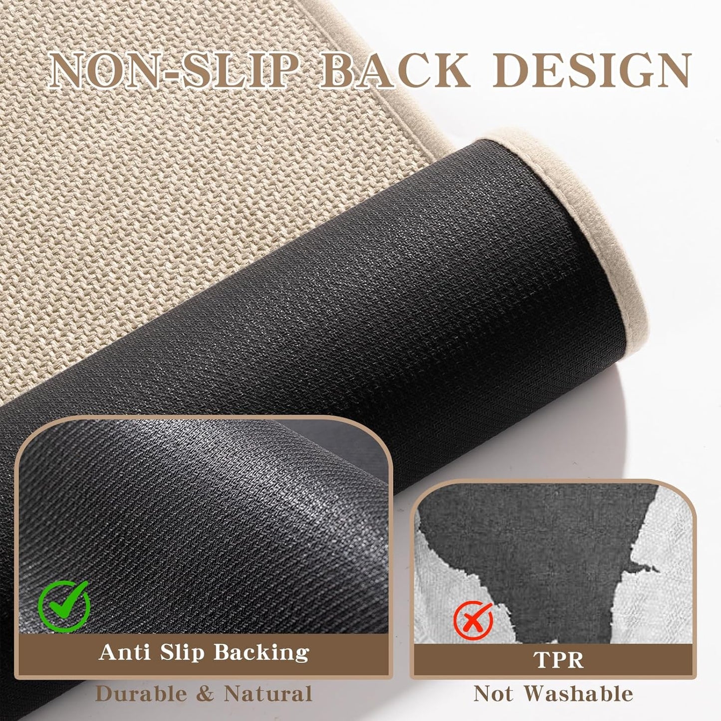 chakme Bathroom Rugs Mat 24x17, Ultra Thin Non Slip Bath Mat Small Quick Dry Absorbent Bath Mat for Bathroom Floor, (Dark Beige, 24"x17")