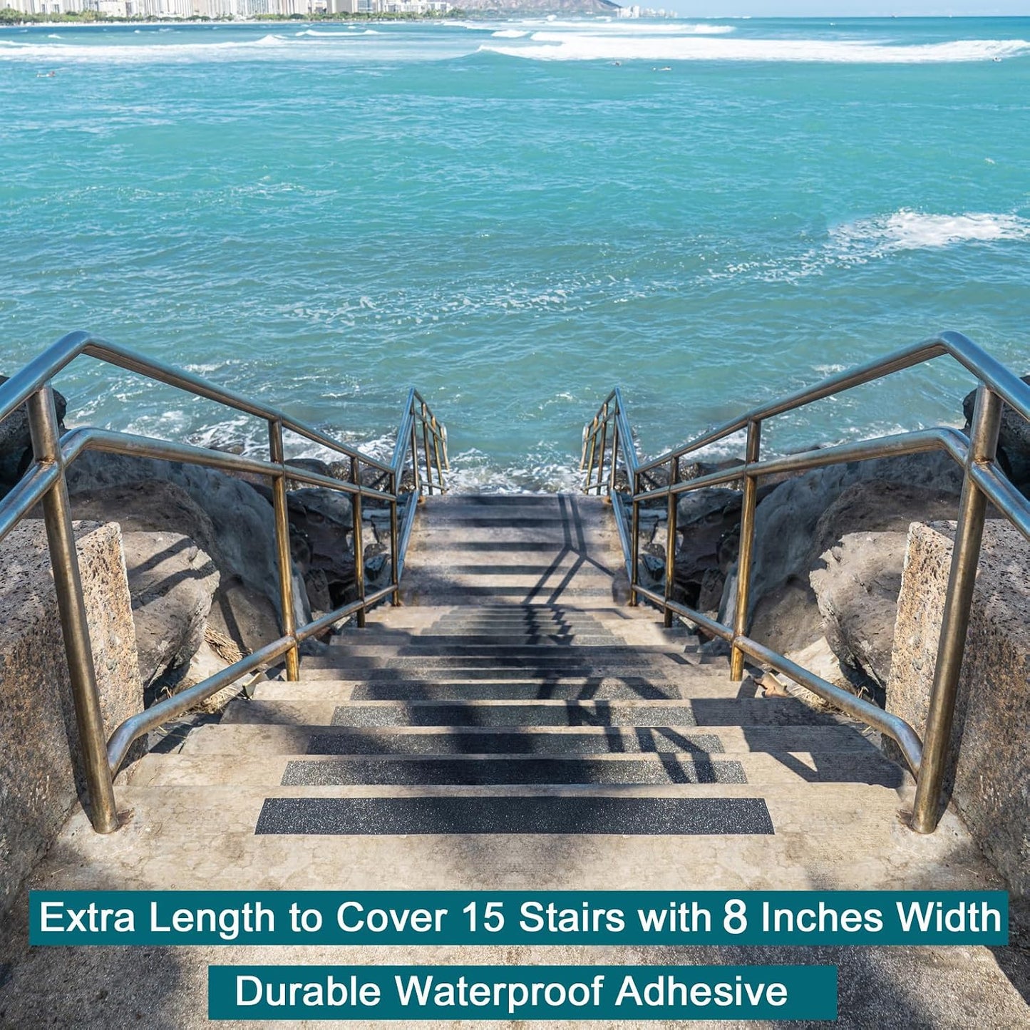 Anti Slip Tape, 12 Inch x 16 Ft Grip Tape for Stairs Outdoor/Indoor, Waterproof Non Skid Roll for Stair Treads Non Slip, High Traction Friction Abrasive Adhesive Stair Steps - Black