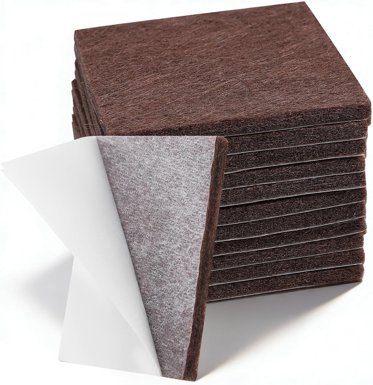 12PCS Furniture Felt Pads, 2 Inch Small Square Furniture Pads Self Adhesive Cuttable Chair Leg Floor Protectors, 50mm Brown Felt Furniture Pads for Hardwood Floors