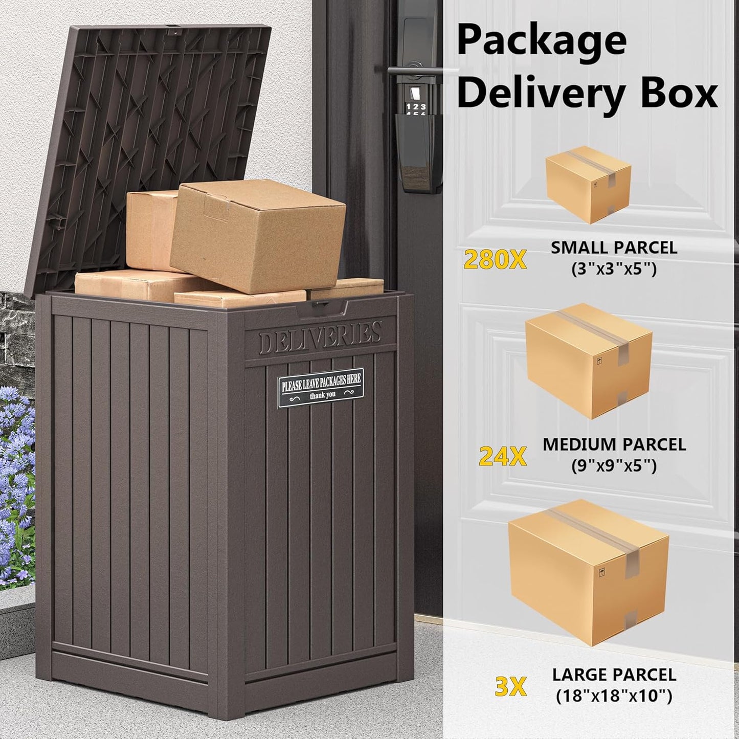 LHBGO Package Delivery Box for Outside, 48 Gallon Storage with Lockable Secure, Large Double Wall Resin Outdoor Package Delivery Waterproof Deck