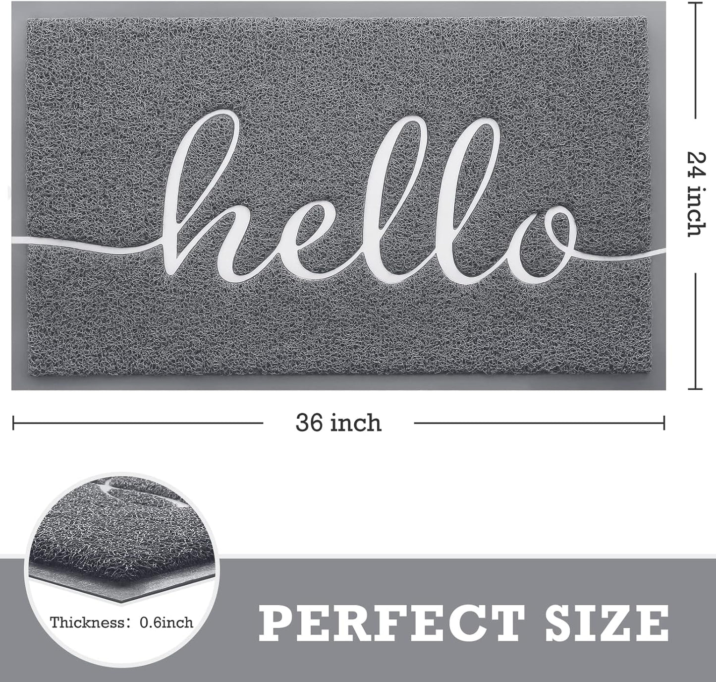 CozyBounty Black Door Mat Welcome Mats Outdoor Indoor Non-Slip Doormat for Entryway Low-Profile Floor Mat for Yard, Garage, High Traffic Areas (30"x17.5", Black)