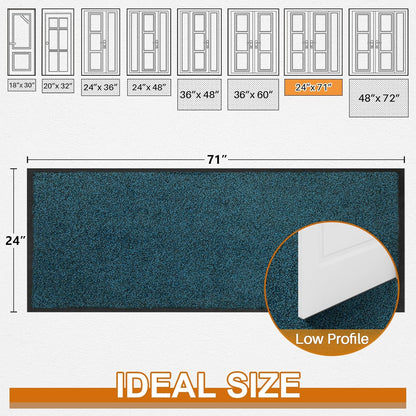 Mibao Front Door Mat, Dirt Trapper Welcome Mat for Outdoor Indoor, Non-Slip Waterproof Doormat, Durable Machine Washable Low Profile Entry Rug for Back Door Outside Patio Porch, 29.5" x 17", Grey