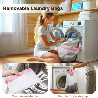 Hampers for Laundry Basket with Lid, 160L Extra Large 3 Section Clothes Divided Organizer for Bedroom, Laundry Room, Dirty Clothing Hamper, Black