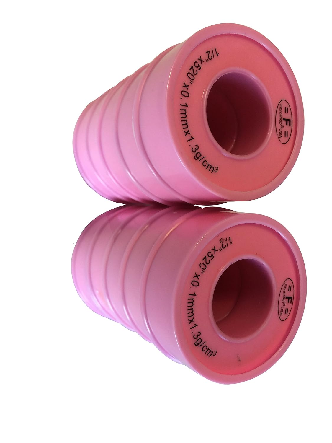 FibroPro Pink PTFE Thread Seal Tape 1/2" x 520" 50 Pack - Heavy Duty Plumber Tape for Gas & Potable Water - High Density Leak Proof Pipe Sealant