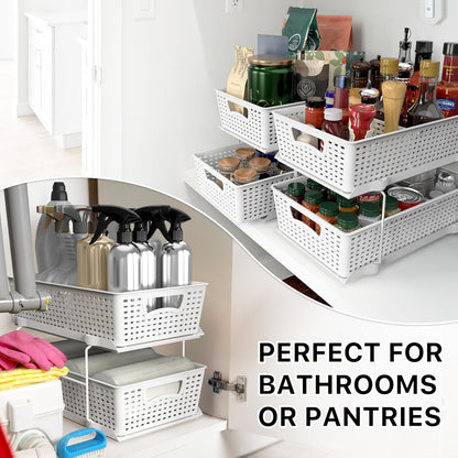 Simple Houseware 2 Tier Bathroom Organizer Tray Pull-Out Sliding Drawer/Under-Sink Storage, Clear