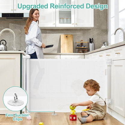 71 inch Retractable Baby Gates, EZIGO Extra Wide Baby Gate for Large Opening Extra Long Mesh Gate for Kids or Pet Dog Gate Child Safety Gate for Stairs Hallways Doorway Indoor Outdoor, Gray
