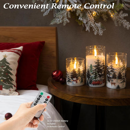 LUSHARBOR Flameless Candles with Remote, 3 Pack Battery Operated Candles Flickering Real Wax LED Fake Pillar Candles with Timer for Wedding Home Party, White