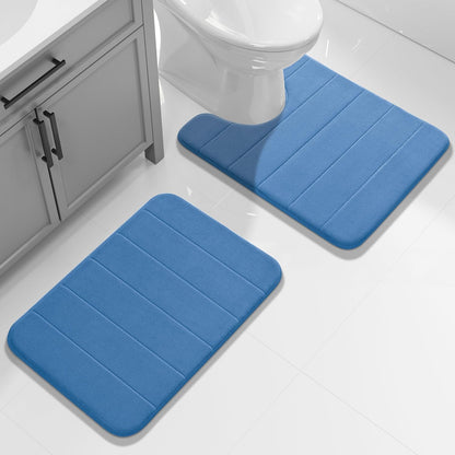 Yimobra Memory Foam Bath Mat, Super Soft Absorbent Bathroom Rug Non Slip, Quick Dry, Machine Washable Floor Carpet for Tub Shower, Home Decor Accessories, 24x17, Grey