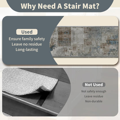 Non-Slip Carpet Stair Treads 15PCS, 8"x30" Peel and Stick Stair Runner for Wooden Steps Indoor, Washable Reusable Adhesive Backing, Pet-Friendly Safety Mats for Kids, Elders, Dogs